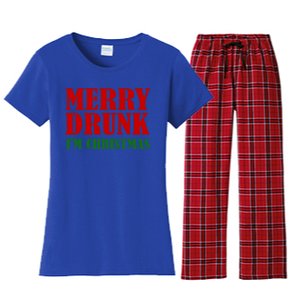 Merry Drunk IM Christmas Funny Ing Adult Jokes Gift Women's Flannel Pajama Set