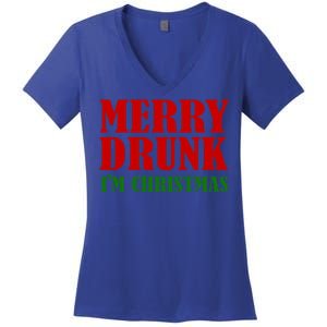 Merry Drunk IM Christmas Funny Ing Adult Jokes Gift Women's V-Neck T-Shirt