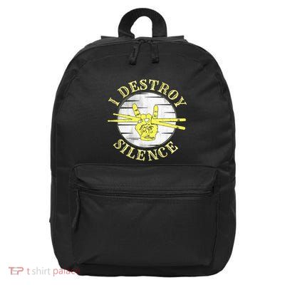 Music Drums I Destroy Silence For Drummer 16 in Basic Backpack