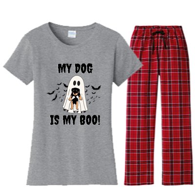 My Dog Is My Boo Ghost Spooky Halloween Dog Lover Groovy Gift Women's Flannel Pajama Set