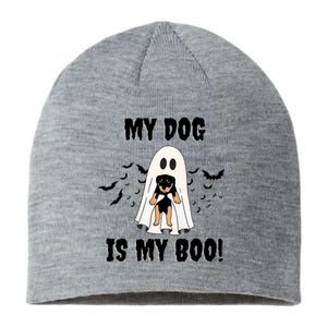 My Dog Is My Boo Ghost Spooky Halloween Dog Lover Groovy Gift Sustainable Beanie