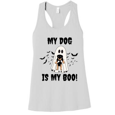 My Dog Is My Boo Ghost Spooky Halloween Dog Lover Groovy Gift Women's Racerback Tank