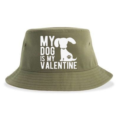 My Dog Is My Valentine Cute Valentine's Day Sustainable Bucket Hat