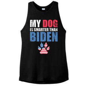 My Dog Is Smarter Than Your President Biden Funny AntiBiden Ladies PosiCharge Tri-Blend Wicking Tank