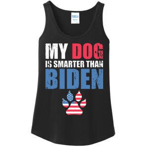 My Dog Is Smarter Than Your President Biden Funny AntiBiden Ladies Essential Tank