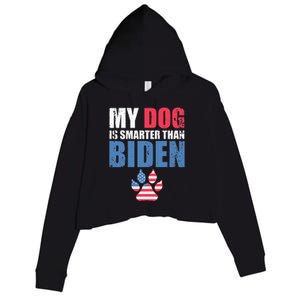 My Dog Is Smarter Than Your President Biden Funny AntiBiden Crop Fleece Hoodie