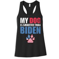 My Dog Is Smarter Than Your President Biden Funny AntiBiden Women's Racerback Tank