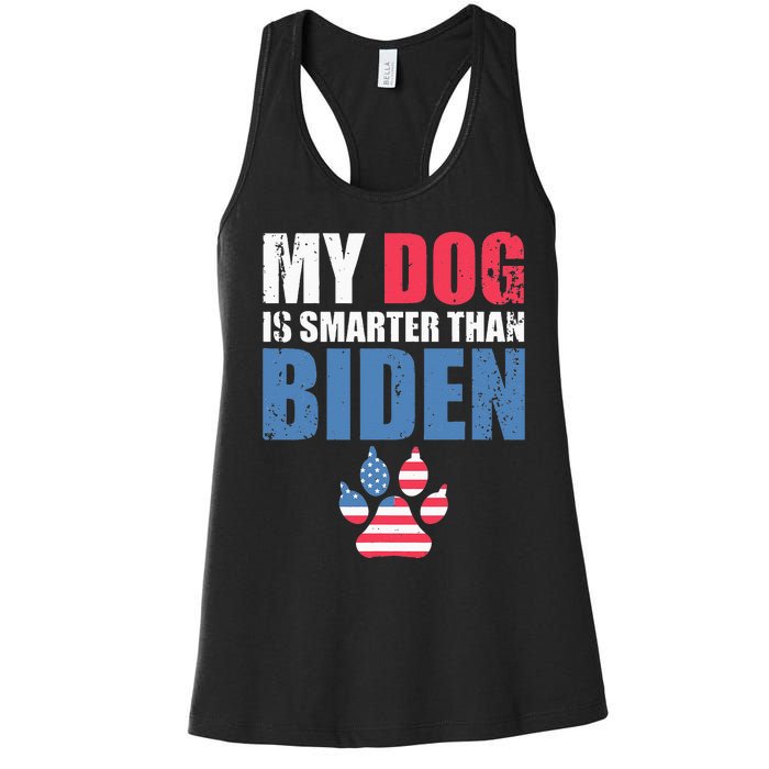 My Dog Is Smarter Than Your President Biden Funny AntiBiden Women's Racerback Tank