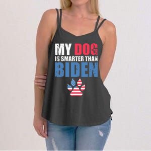 My Dog Is Smarter Than Your President Biden Funny AntiBiden Women's Strappy Tank