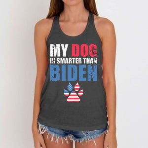 My Dog Is Smarter Than Your President Biden Funny AntiBiden Women's Knotted Racerback Tank