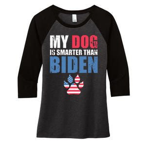 My Dog Is Smarter Than Your President Biden Funny AntiBiden Women's Tri-Blend 3/4-Sleeve Raglan Shirt