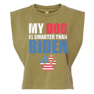 My Dog Is Smarter Than Your President Biden Funny AntiBiden Garment-Dyed Women's Muscle Tee