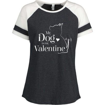 My Dog Is My Valentine Funny, Cute Valentine's Day Enza Ladies Jersey Colorblock Tee