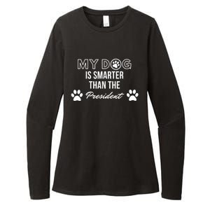 My Dog Is Smarter Than The President. Funny Political Design Womens CVC Long Sleeve Shirt