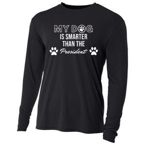 My Dog Is Smarter Than The President. Funny Political Design Cooling Performance Long Sleeve Crew