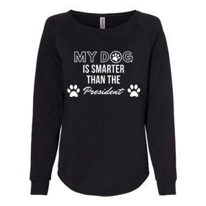 My Dog Is Smarter Than The President. Funny Political Design Womens California Wash Sweatshirt