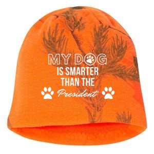 My Dog Is Smarter Than The President. Funny Political Design Kati - Camo Knit Beanie