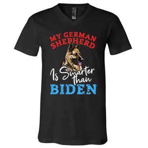 My Dog Is Smarter Than Your President Biden GERMAN SHEPHERD  V-Neck T-Shirt