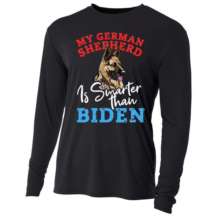 My Dog Is Smarter Than Your President Biden GERMAN SHEPHERD  Cooling Performance Long Sleeve Crew