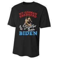 My Dog Is Smarter Than Your President Biden GERMAN SHEPHERD  Performance Sprint T-Shirt