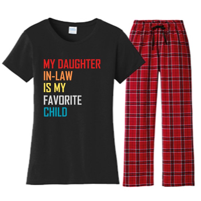 My Daughter In Law Is My Favorite Child Retro Family Humor Women's Flannel Pajama Set