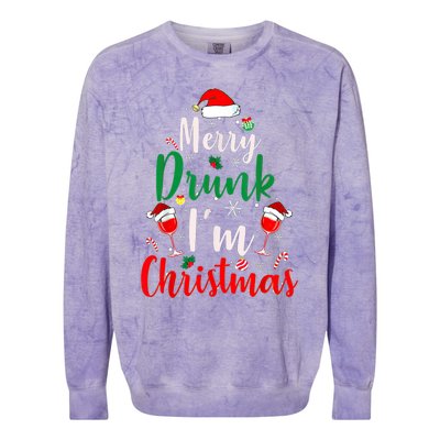 Merry Drunk I'm Christmas Funny Santa Joke Xmas Beer Lover Colorblast Crewneck Sweatshirt