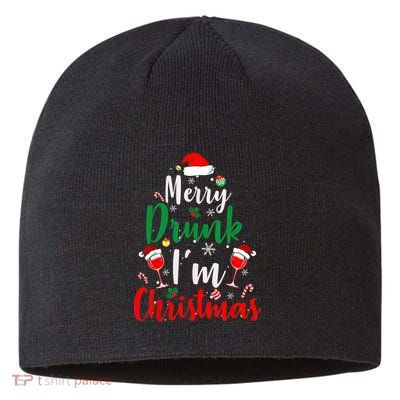 Merry Drunk I'm Christmas Funny Santa Joke Xmas Beer Lover Sustainable Beanie