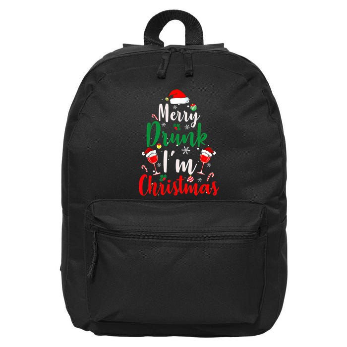 Merry Drunk I'm Christmas Funny Santa Joke Xmas Beer Lover 16 in Basic Backpack