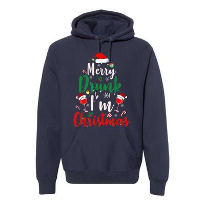 Merry Drunk I'm Christmas Funny Santa Joke Xmas Beer Lover Premium Hoodie