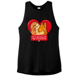 My Dog Is My Valentine Valentines Day Dog Lover Gift Ladies PosiCharge Tri-Blend Wicking Tank