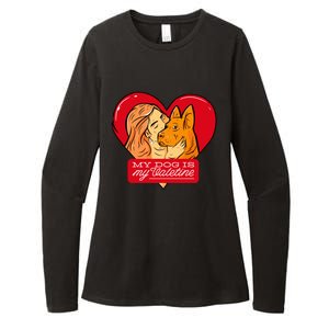 My Dog Is My Valentine Valentines Day Dog Lover Gift Womens CVC Long Sleeve Shirt