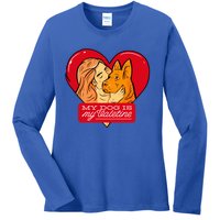 My Dog Is My Valentine Valentines Day Dog Lover Gift Ladies Long Sleeve Shirt