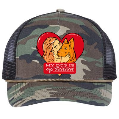 My Dog Is My Valentine Valentines Day Dog Lover Gift Retro Rope Trucker Hat Cap