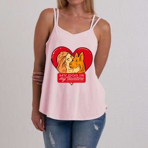 My Dog Is My Valentine Valentines Day Dog Lover Gift Women's Strappy Tank