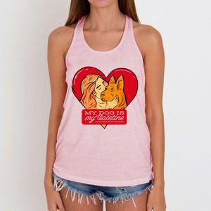 My Dog Is My Valentine Valentines Day Dog Lover Gift Women's Knotted Racerback Tank