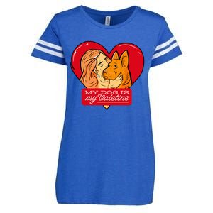 My Dog Is My Valentine Valentines Day Dog Lover Gift Enza Ladies Jersey Football T-Shirt