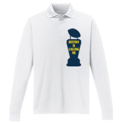 Michigan Destiny Is Calling Me Performance Long Sleeve Polo