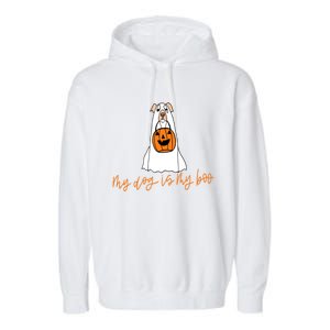 My Dog Is My Boo Ghost Halloween Dog Lover Gift Garment-Dyed Fleece Hoodie