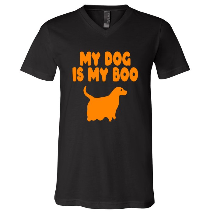 My Dog Is My Boo Halloween Funny V-Neck T-Shirt