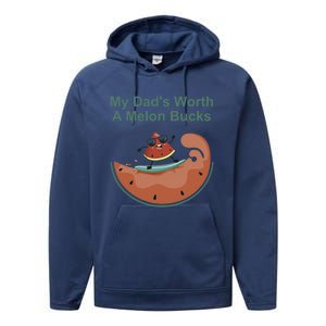 My Dad Is Worth A Melon Bucks Funny Surfing Fathers Day Gift Performance Fleece Hoodie