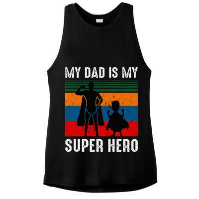 My Dad Is My Super Hero The Company Funny Dad Joke Ladies PosiCharge Tri-Blend Wicking Tank