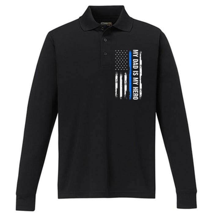 My Dad Is My Hero Father Cops Officer Performance Long Sleeve Polo