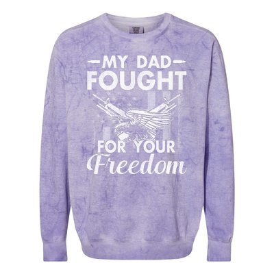 My Dad Is A Veteran Gift For Daughter And Son Colorblast Crewneck Sweatshirt