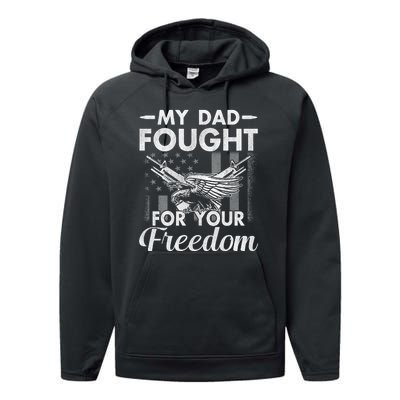 My Dad Is A Veteran Gift For Daughter And Son Performance Fleece Hoodie