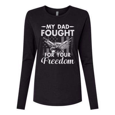 My Dad Is A Veteran Gift For Daughter And Son Womens Cotton Relaxed Long Sleeve T-Shirt