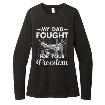 My Dad Is A Veteran Gift For Daughter And Son Womens CVC Long Sleeve Shirt