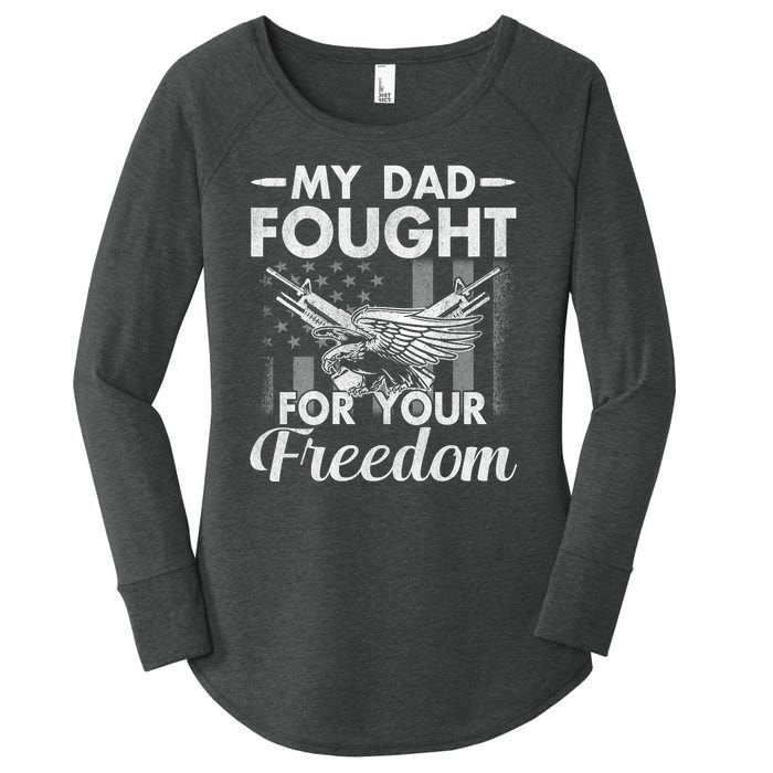 My Dad Is A Veteran Gift For Daughter And Son Women's Perfect Tri Tunic Long Sleeve Shirt