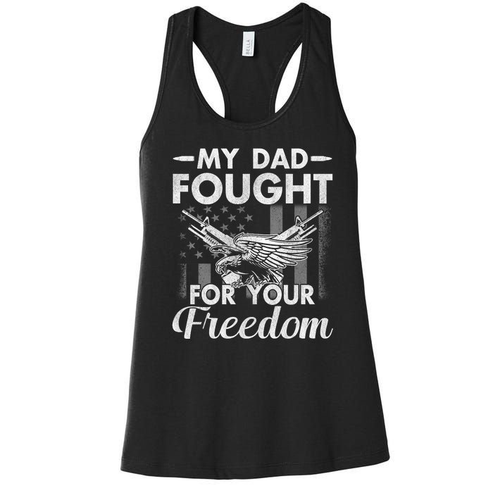 My Dad Is A Veteran Gift For Daughter And Son Women's Racerback Tank