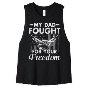 My Dad Is A Veteran Gift For Daughter And Son Women's Racerback Cropped Tank