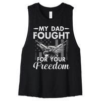 My Dad Is A Veteran Gift For Daughter And Son Women's Racerback Cropped Tank